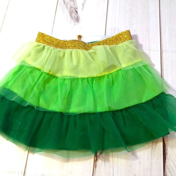St Patrick’s Day Layered Tutu Skirt Greens  and Gold Girls 4T - Picture 2 of 9